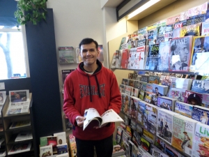 Jose spent some time looking at magazines at a book store in downtown Mountain View.