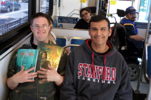 The group returns from Downtown Mountain View on the Light Rail.